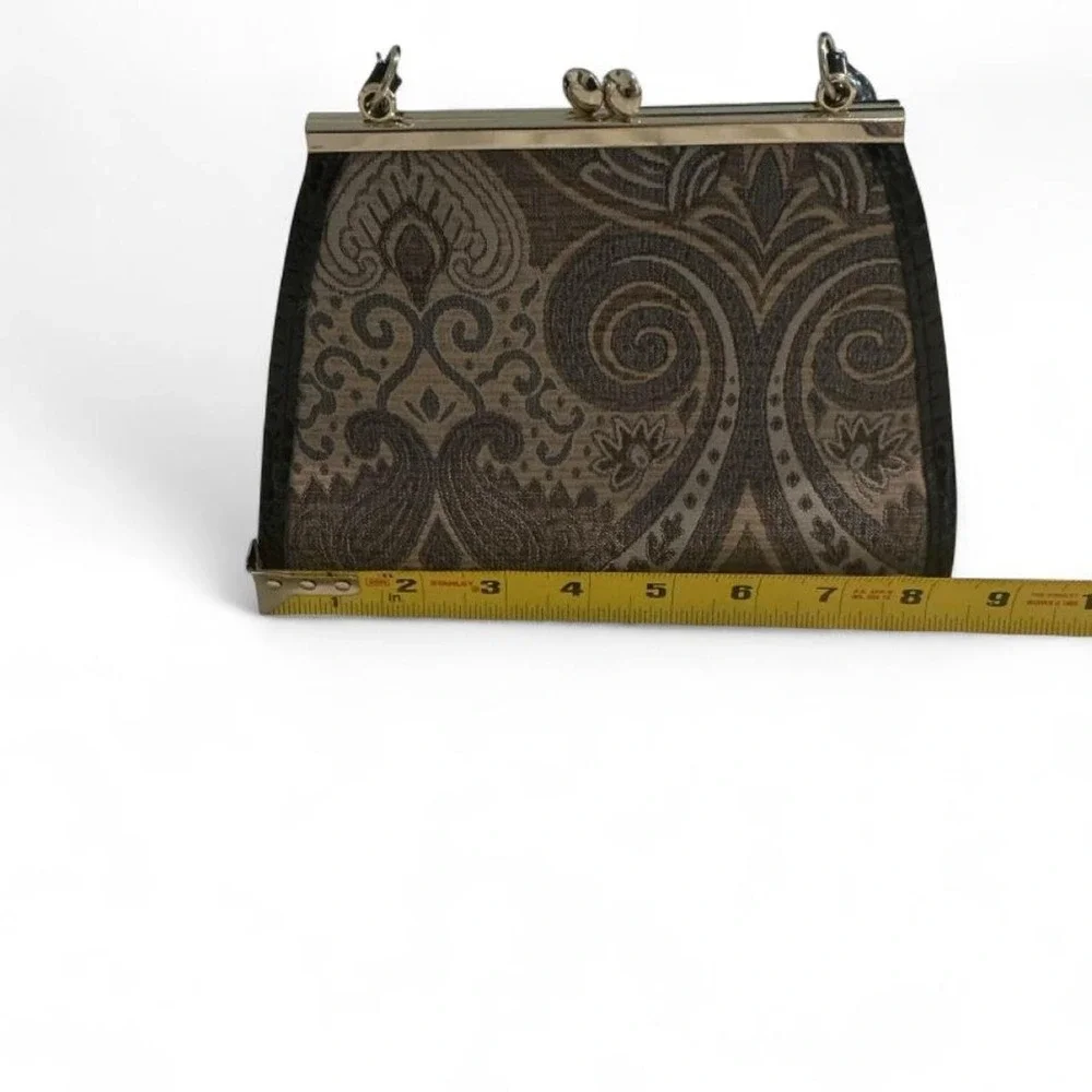 Liz‎ Claiborne Frame Bag Women Mini Brown Paisley Tapestry Excellent Kiss Lock